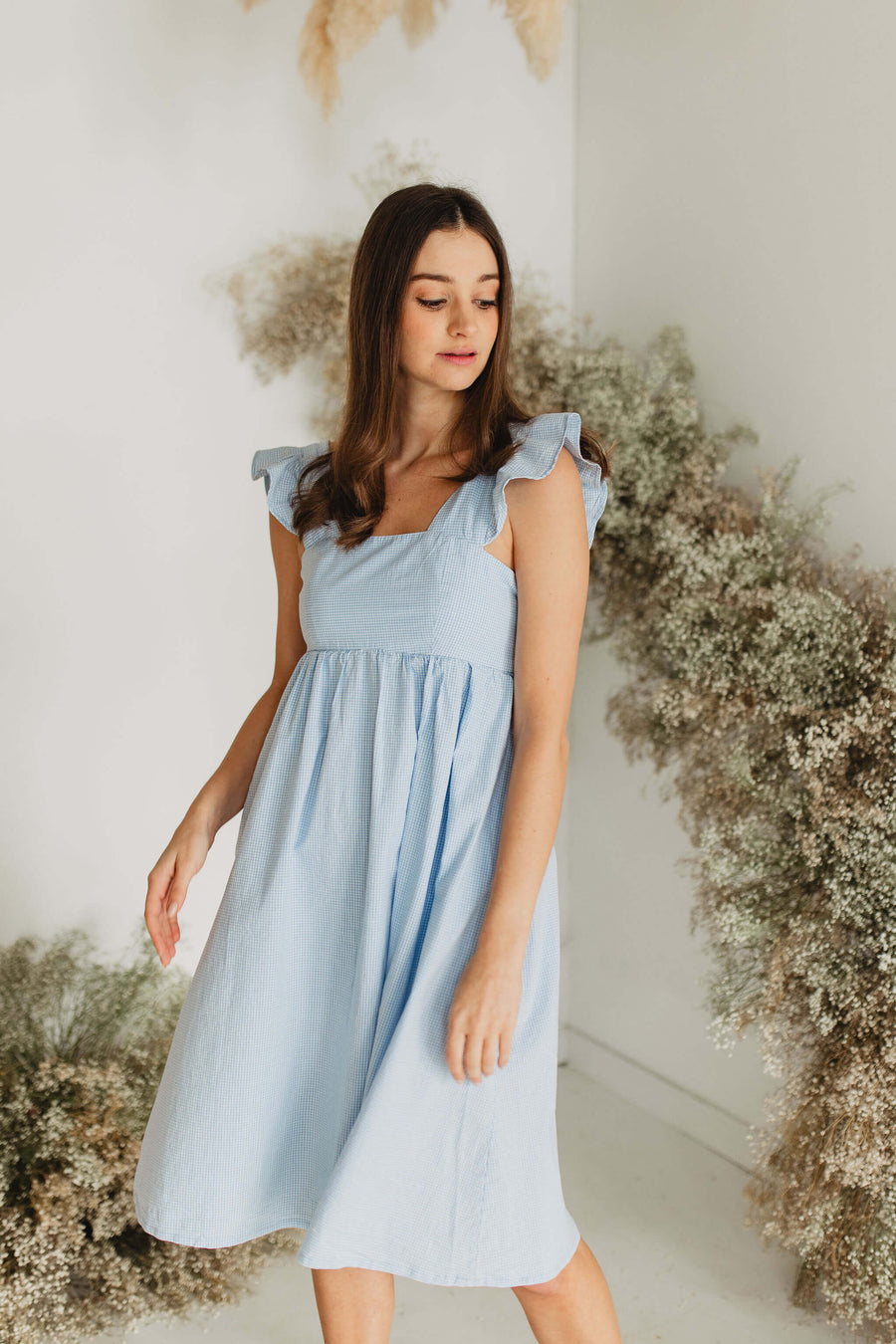 Sofia Dress in Blue Gingham