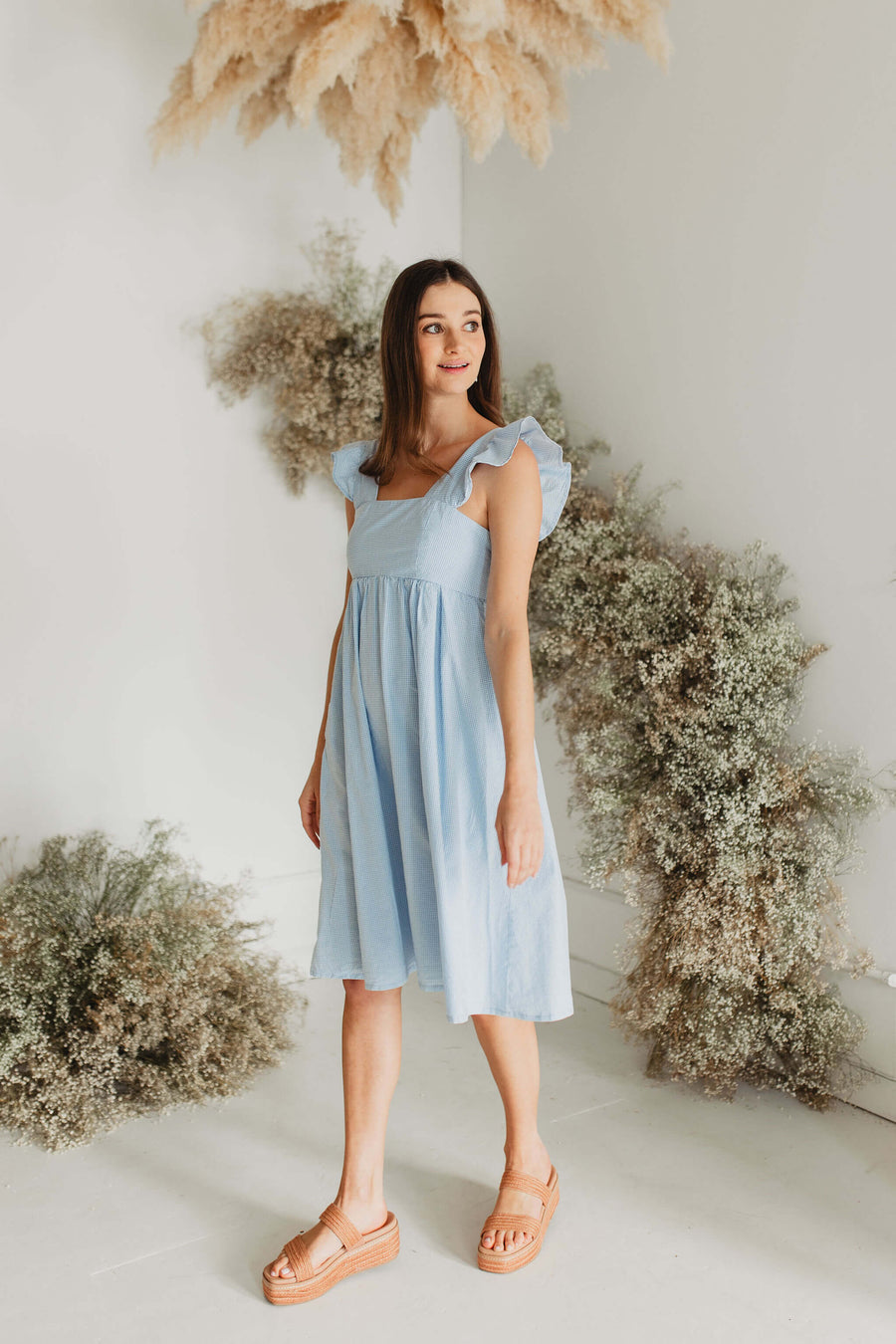 Sofia Dress in Blue Gingham