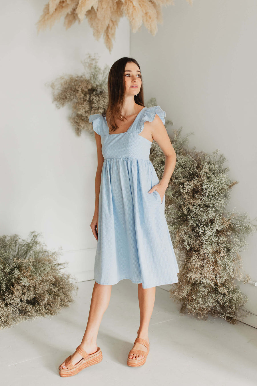 Sofia Dress in Blue Gingham