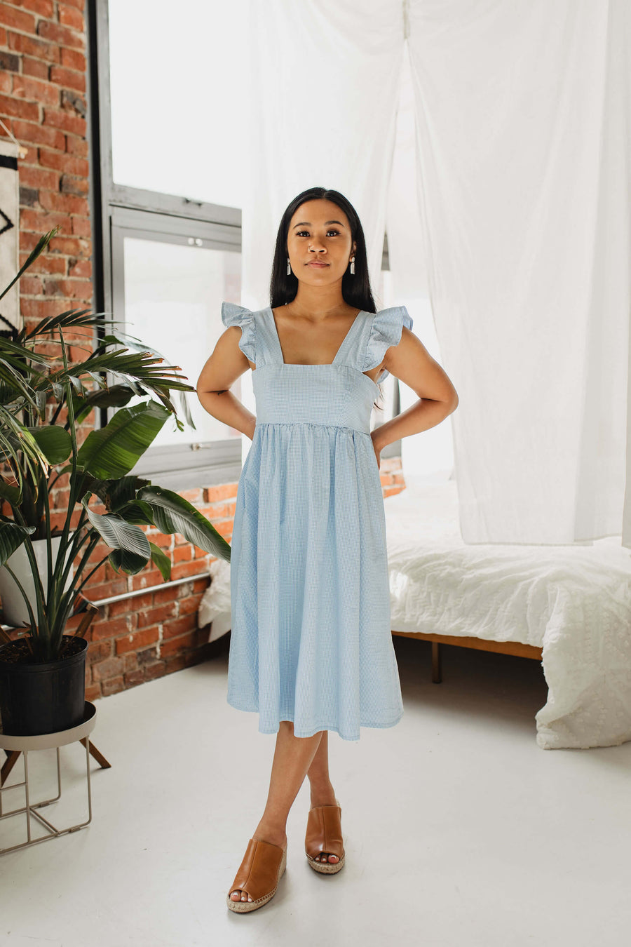 Sofia Dress in Blue Gingham