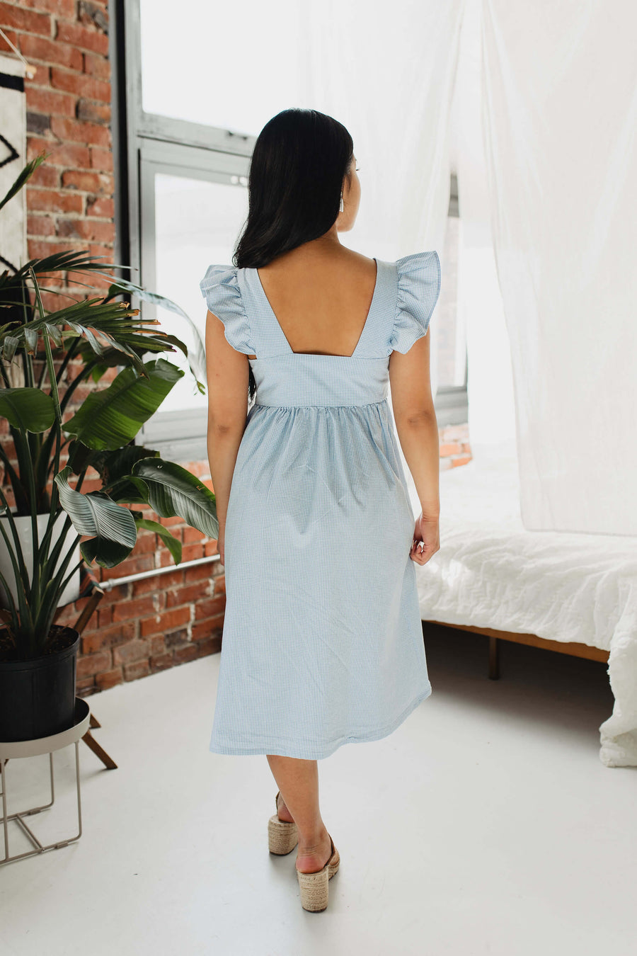 Sofia Dress in Blue Gingham